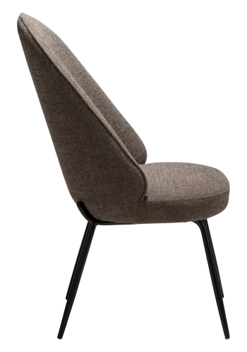 DANFORM Utopia Esszimmerstuhl, hohe Rückenlehne - Major brauner Bouclé-Stoff und schwarzer Stahl