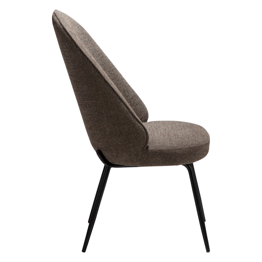 DANFORM Utopia Esszimmerstuhl, hohe Rückenlehne - Major brauner Bouclé-Stoff und schwarzer Stahl