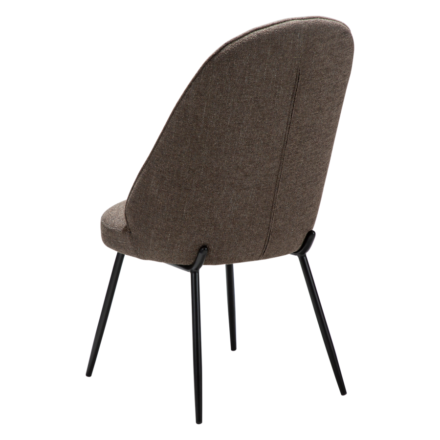 DANFORM Utopia Esszimmerstuhl, hohe Rückenlehne - Major brauner Bouclé-Stoff und schwarzer Stahl