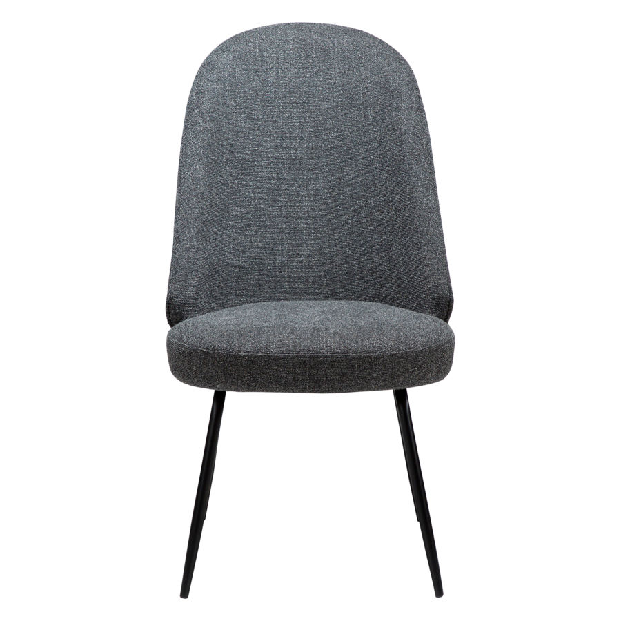 DANFORM Utopia Esszimmerstuhl, hohe Rückenlehne – kieselgrauer Bouclé-Stoff und schwarzer Stahl