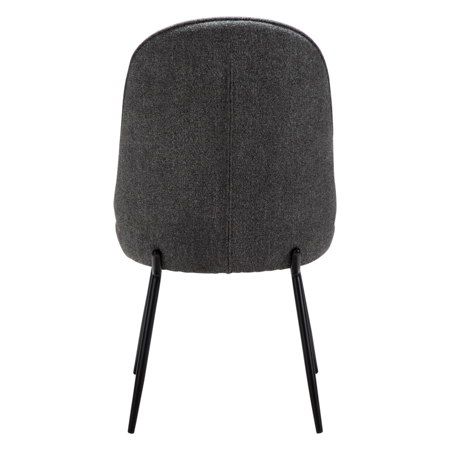 DANFORM Utopia Esszimmerstuhl, hohe Rückenlehne – kieselgrauer Bouclé-Stoff und schwarzer Stahl