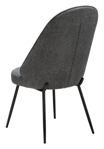 DANFORM Utopia Esszimmerstuhl, hohe Rückenlehne – kieselgrauer Bouclé-Stoff und schwarzer Stahl