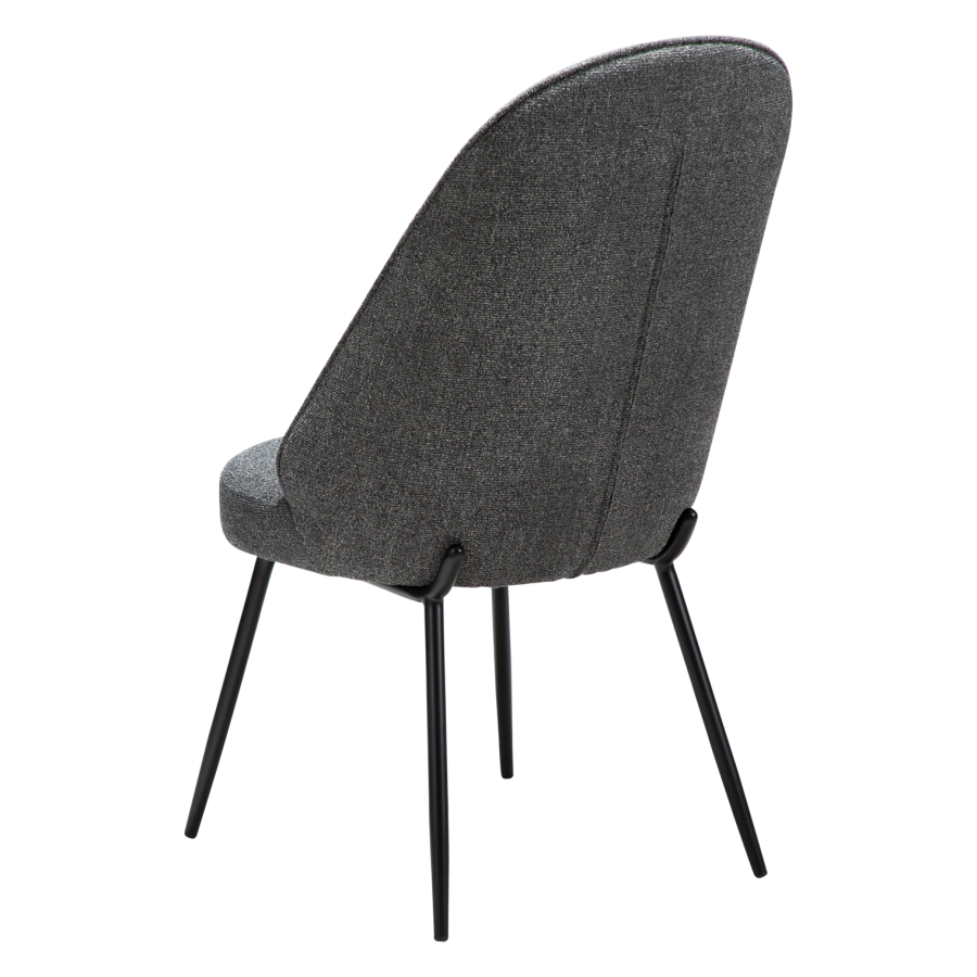 DANFORM Utopia Esszimmerstuhl, hohe Rückenlehne – kieselgrauer Bouclé-Stoff und schwarzer Stahl