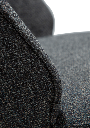 DANFORM Utopia Esszimmerstuhl, hohe Rückenlehne – kieselgrauer Bouclé-Stoff und schwarzer Stahl