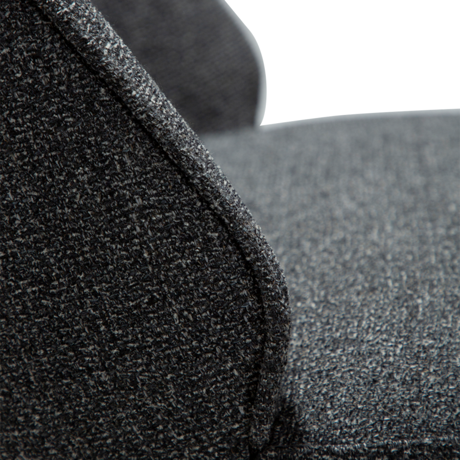 DANFORM Utopia Esszimmerstuhl, hohe Rückenlehne – kieselgrauer Bouclé-Stoff und schwarzer Stahl