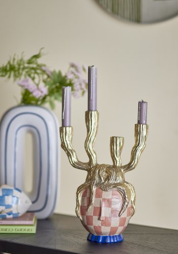 BLOOMINGVILLE Medusa lysestage - guld polyresin