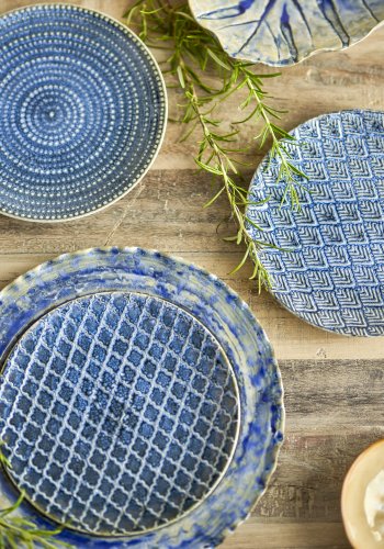 CREATIVE COLLECTION Elanor Teller, Blau, Steingut