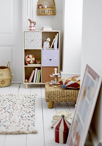 BLOOMINGVILLE MINI Mojo Kinderhocker, quadratisch - natürliche Wasserhyazinthe und Teak (50x50)