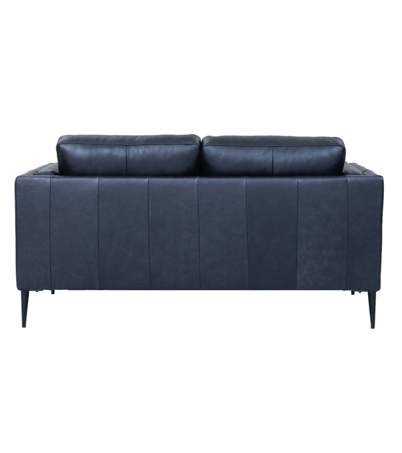 Valencia 2-seters sofa - svart semianilinskinn og svart metall