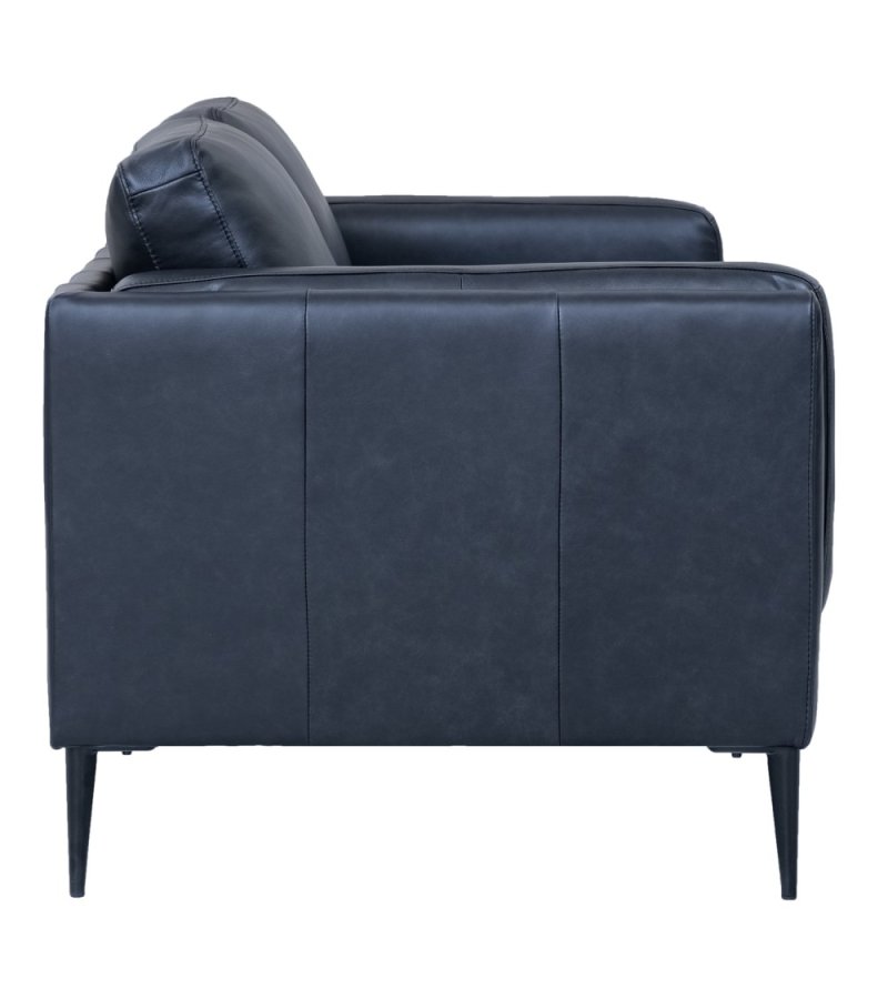 Valencia 2-seters sofa - svart semianilinskinn og svart metall