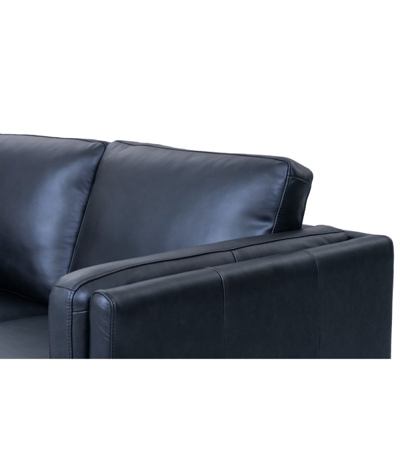 Valencia 2-seters sofa - svart semianilinskinn og svart metall