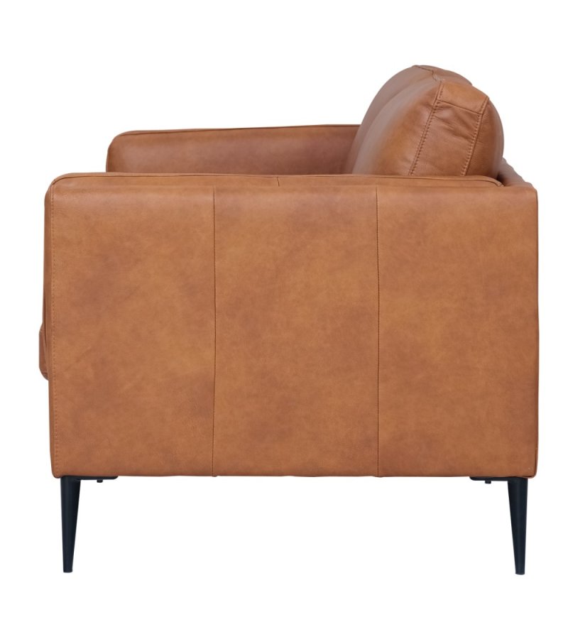 Valencia 2-seters sofa - lysebrunt semianilinskinn og svart metall