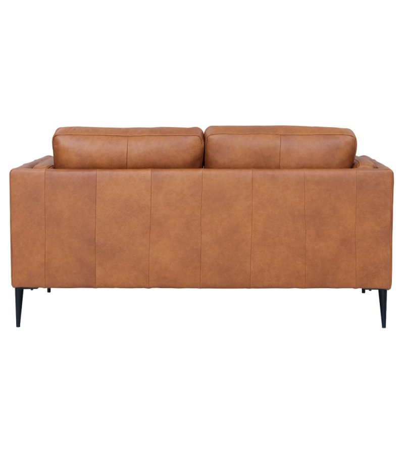 Valencia 2-seters sofa - lysebrunt semianilinskinn og svart metall
