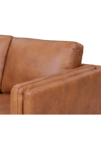 Valencia 2-seters sofa - lysebrunt semianilinskinn og svart metall