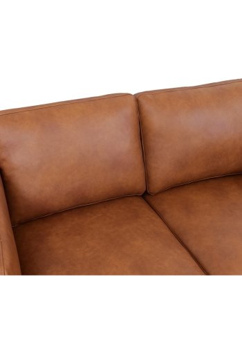 Valencia 2-seters sofa - lysebrunt semianilinskinn og svart metall