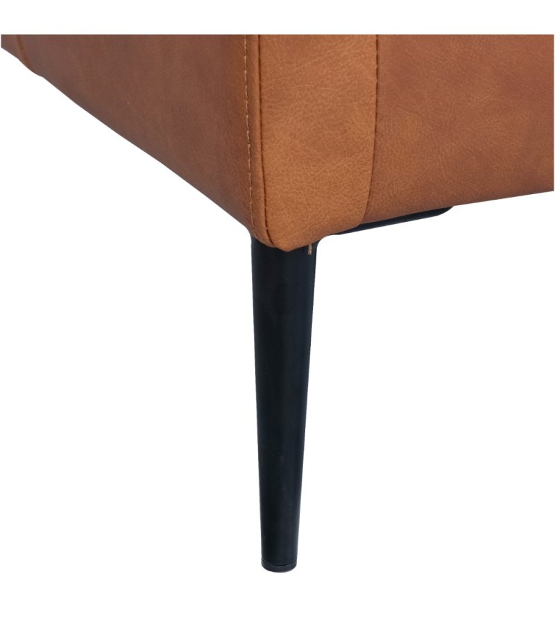 Valencia 2-seters sofa - lysebrunt semianilinskinn og svart metall