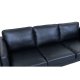 Valencia 3-Sitzer-Sofa - schwarzes Semianilinleder und schwarzes Metall
