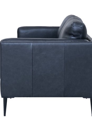 Valencia 3-Sitzer-Sofa - schwarzes Semianilinleder und schwarzes Metall