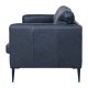 Valencia 3-Sitzer-Sofa - schwarzes Semianilinleder und schwarzes Metall
