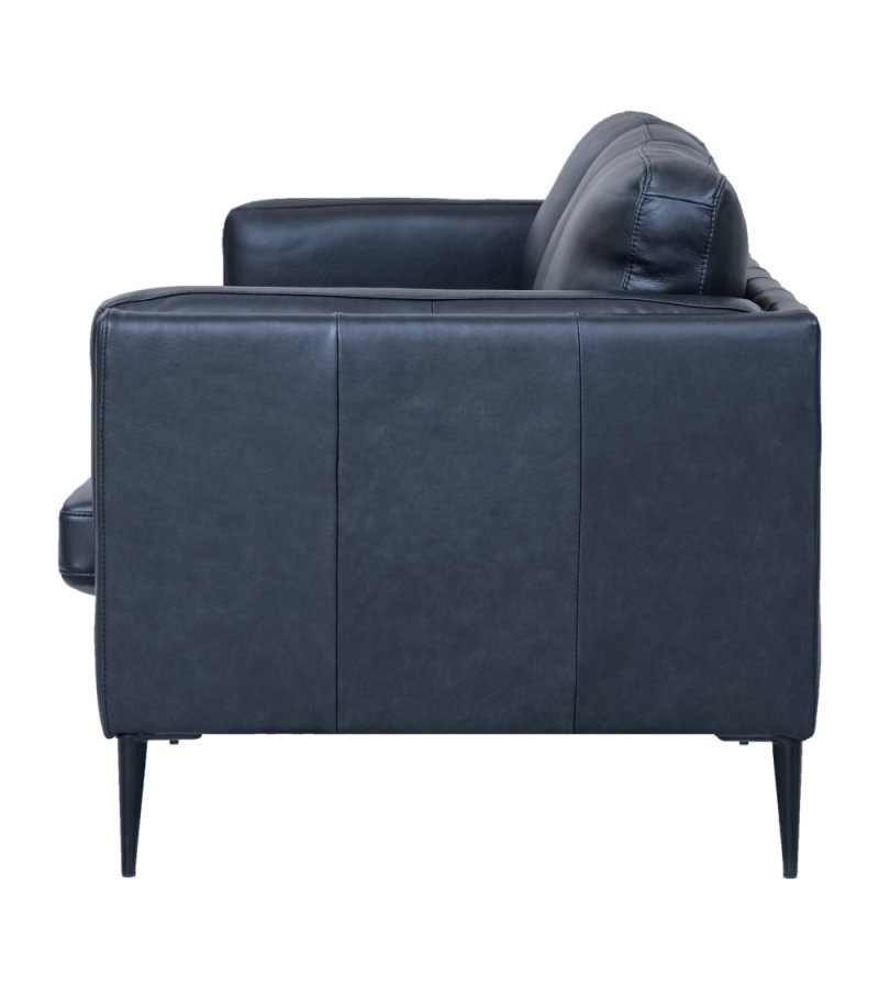 Valencia 3-Sitzer-Sofa - schwarzes Semianilinleder und schwarzes Metall