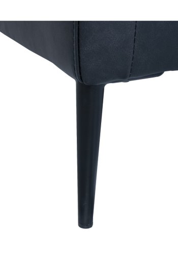 Valencia 3-Sitzer-Sofa - schwarzes Semianilinleder und schwarzes Metall