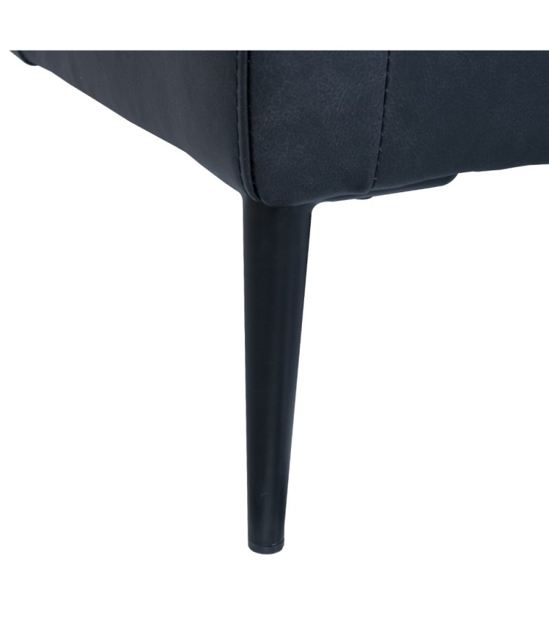 Valencia 3-Sitzer-Sofa - schwarzes Semianilinleder und schwarzes Metall