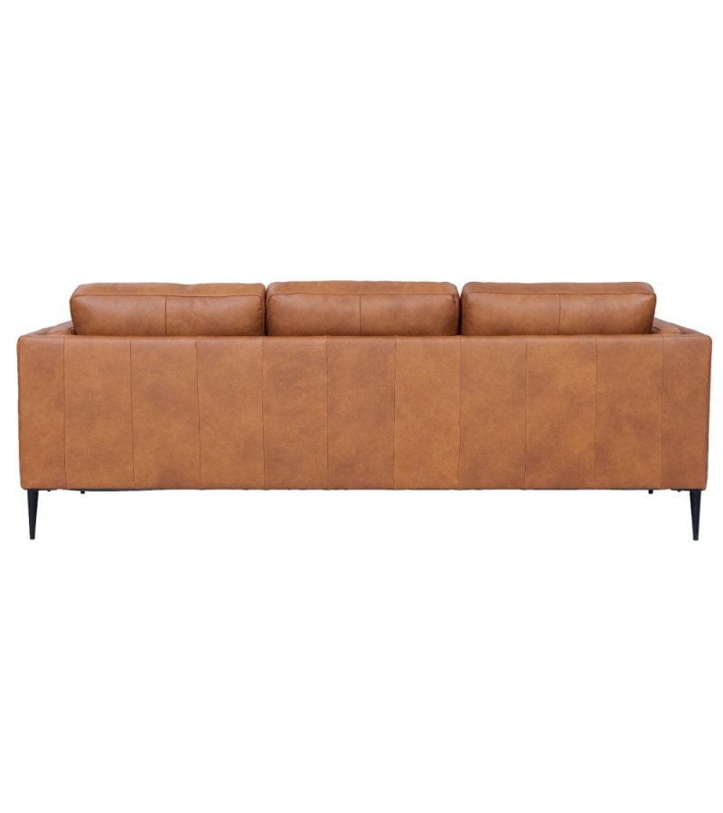 Valencia 3-seters sofa - lysebrunt semianilinskinn og svart metall