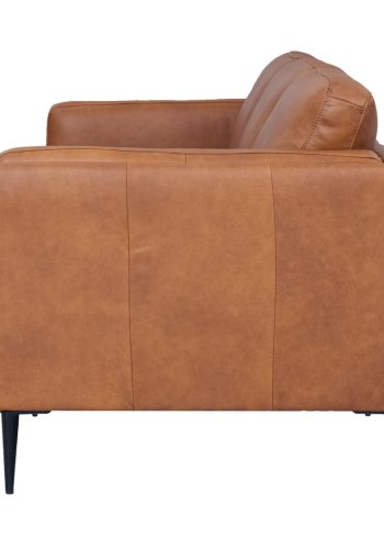 Valencia 3-seters sofa - lysebrunt semianilinskinn og svart metall