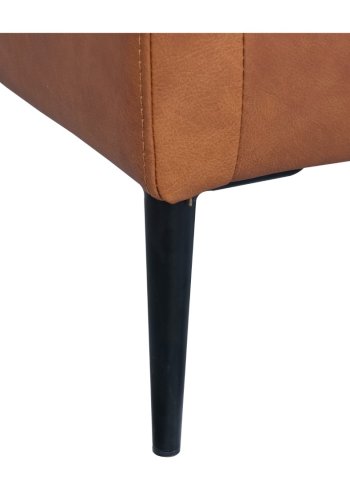 Valencia 3-seters sofa - lysebrunt semianilinskinn og svart metall