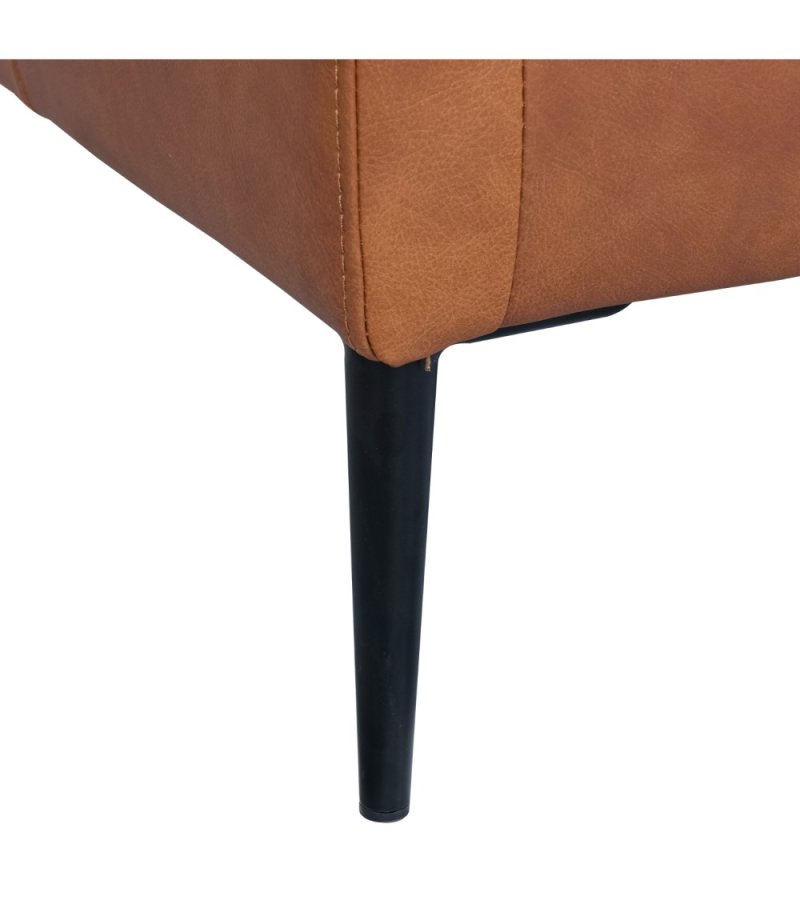 Valencia 3-seters sofa - lysebrunt semianilinskinn og svart metall