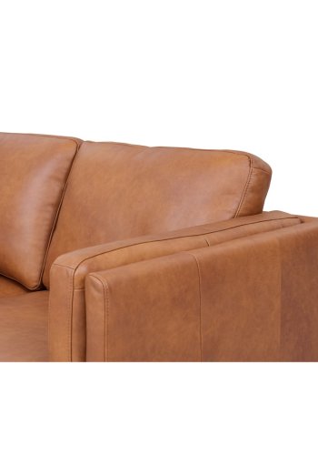Valencia 3-seters sofa - lysebrunt semianilinskinn og svart metall