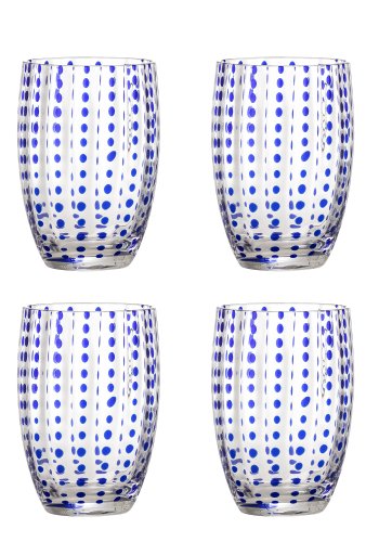 BLOOMINGVILLE Brinley Trinkglas, Blau, Glas (D7,5xH11 cm, 4er Set)