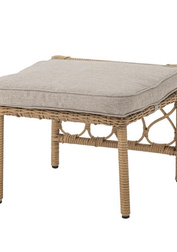 BLOOMINGVILLE Belluce Outdoor Loungesessel, mit Hocker, Armlehnen und Kissen – natürliches Polyrattan