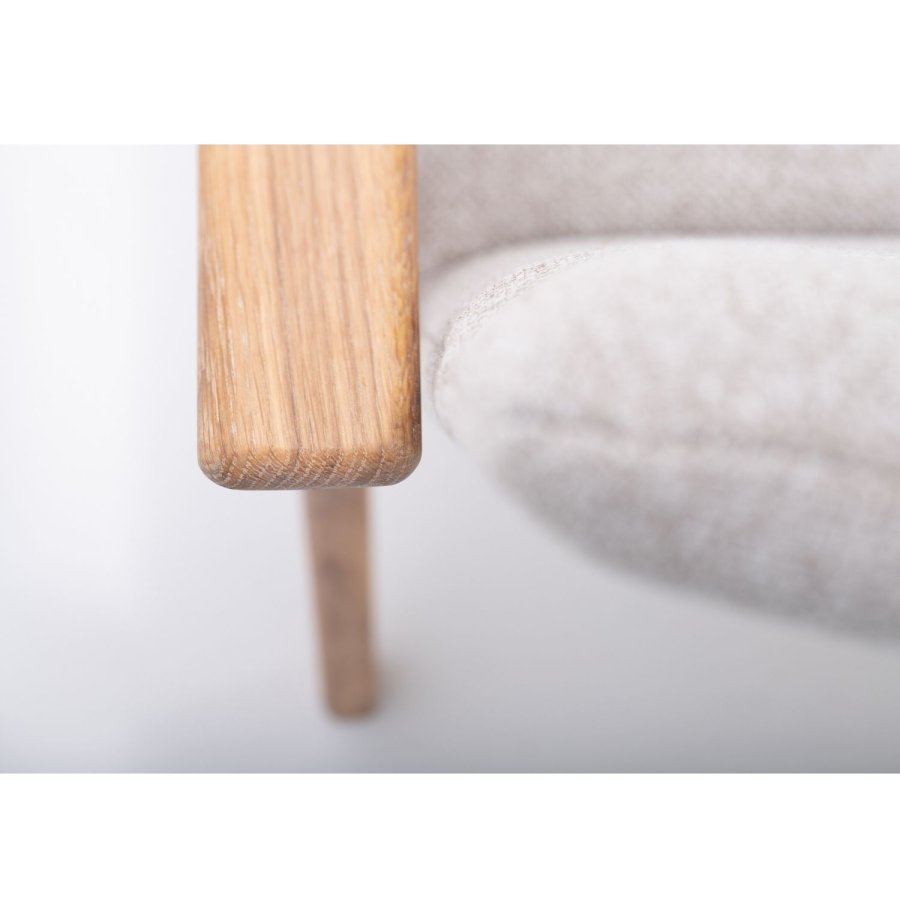 NocNoi Ven spisebordsstol med armln, stof og massivt hvidolieret egetr