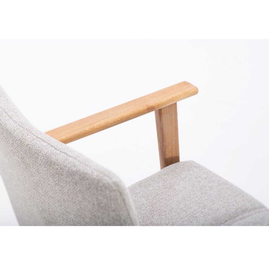 NocNoi Ven spisebordsstol med armln, stof og massivt hvidolieret egetr