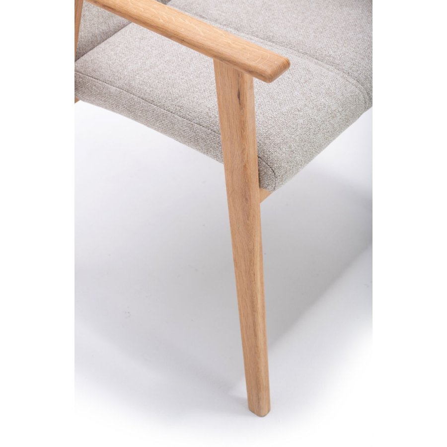 NocNoi Ven spisebordsstol med armln, stof og massivt hvidolieret egetr