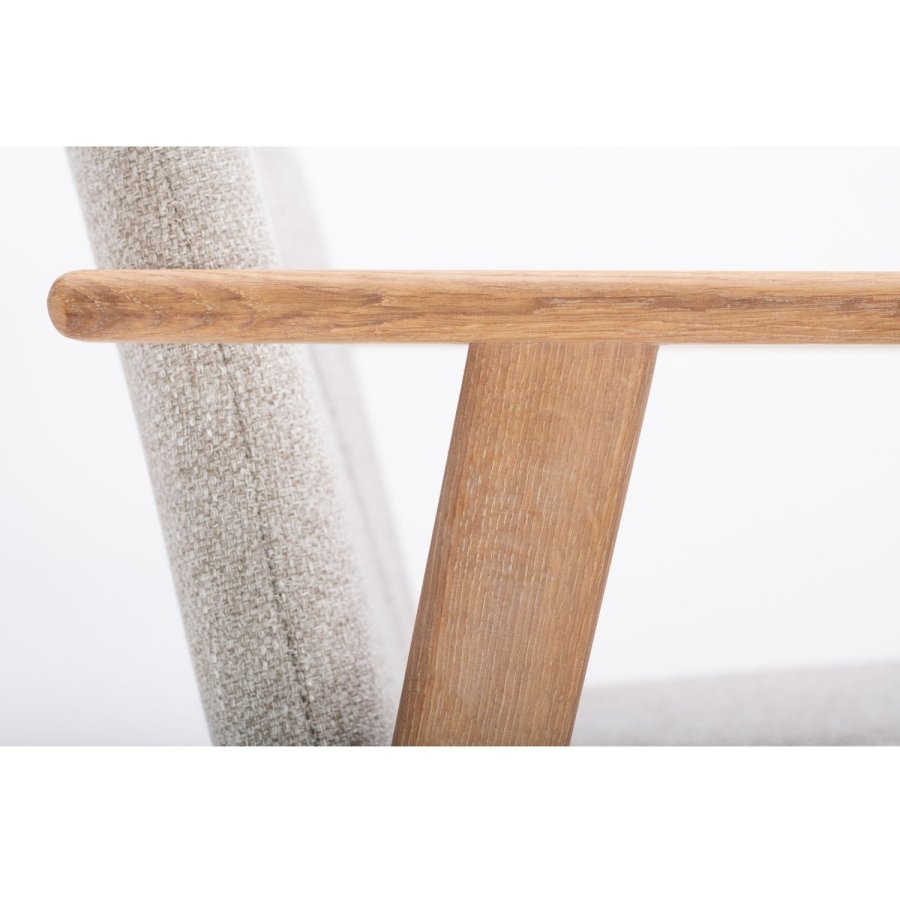 NocNoi Ven spisebordsstol med armln, stof og massivt hvidolieret egetr