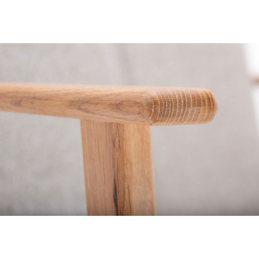 NocNoi Ven spisebordsstol med armln, stof og massivt hvidolieret egetr