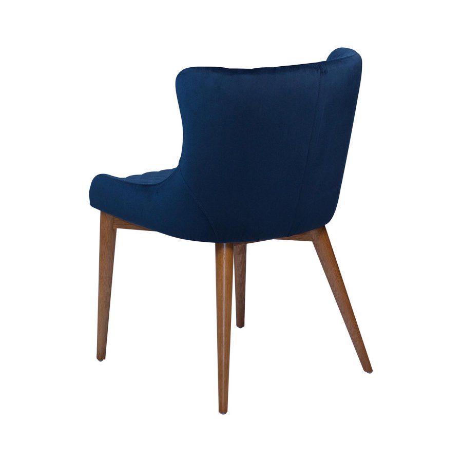 DAN-FORM Vetro Sessel - blauer Samt und natürliche Eiche