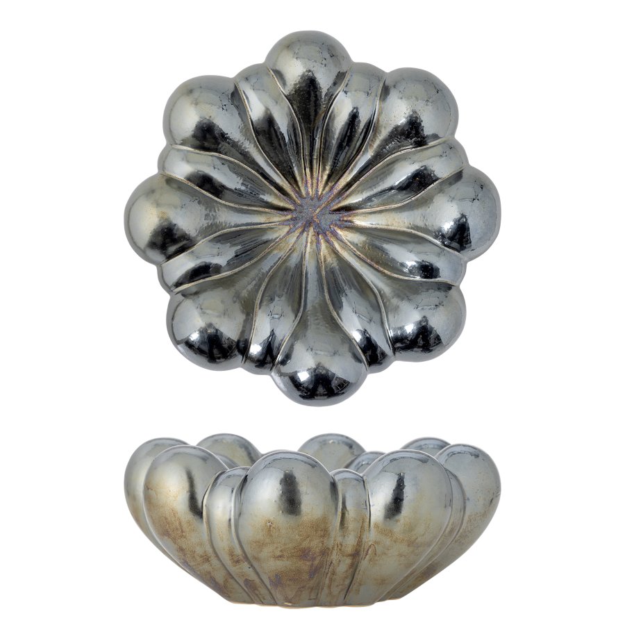 BLOOMINGVILLE Sheeran Schale, Silber, Steingut (D31,5xH14 cm)