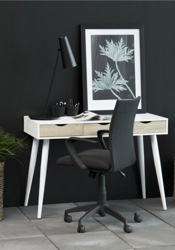 ACT NORDIC Neptun skrivebord med skuffer - hvid/eg struktur