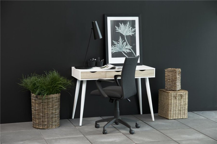 ACT NORDIC Neptun skrivebord med skuffer - hvid/eg struktur
