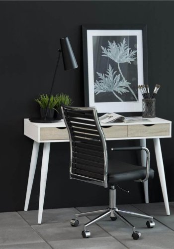 ACT NORDIC Neptun skrivebord med skuffer - hvid/eg struktur