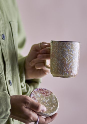 CREATIVE COLLECTION Yuma Tasse mit Deckel und Teetasse, Grn, Steingut