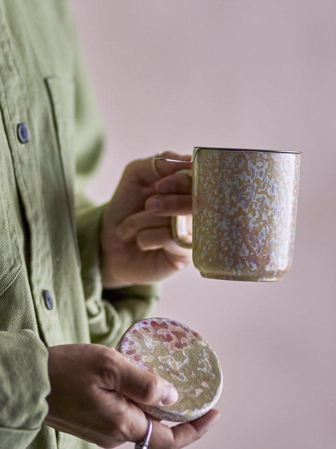 CREATIVE COLLECTION Yuma Tasse mit Deckel und Teetasse, Grn, Steingut