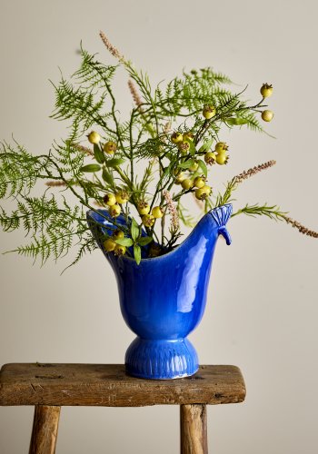 CREATIVE COLLECTION Wylie Vase, Blau, Steingut