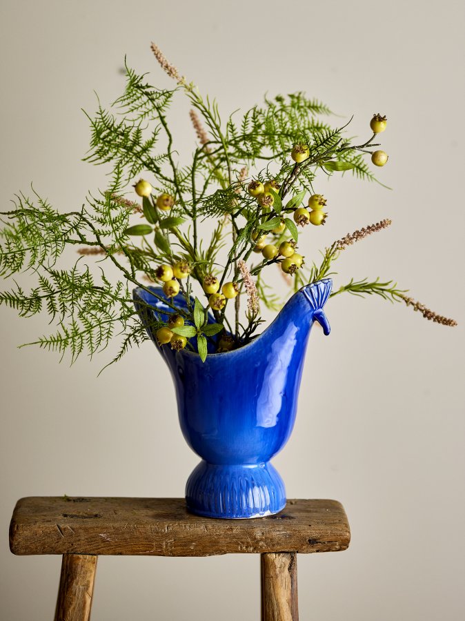CREATIVE COLLECTION Wylie Vase, Blau, Steingut