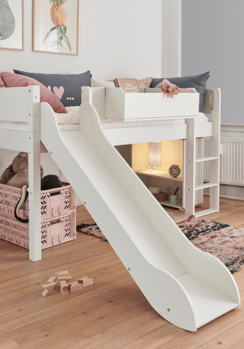 Manis-H Loke halvh�g s�ng med klassisk s�nggrind och utdragsskena - 160 cm - 90x160