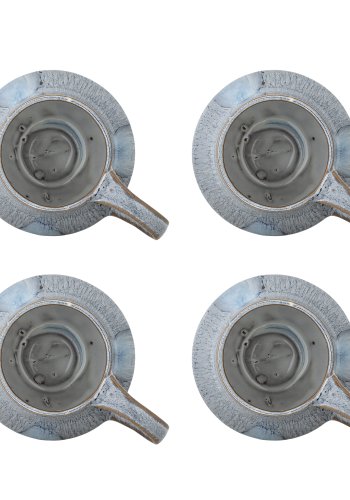 CREATIVE COLLECTION Bessie Becher, Blau, Steingut (D10xH9 cm, 4er-Set)