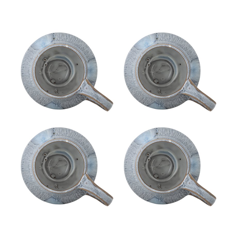 CREATIVE COLLECTION Bessie Becher, Blau, Steingut (D10xH9 cm, 4er-Set)